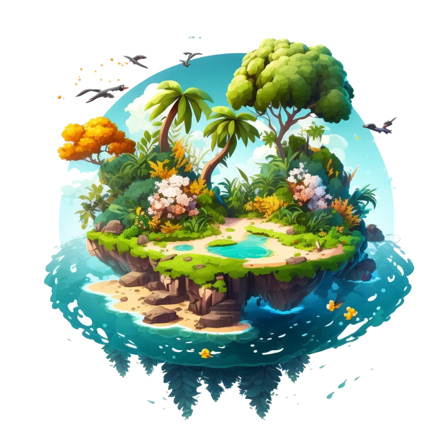 A floating island covered in flowers, representing the World of Flowers metaverse